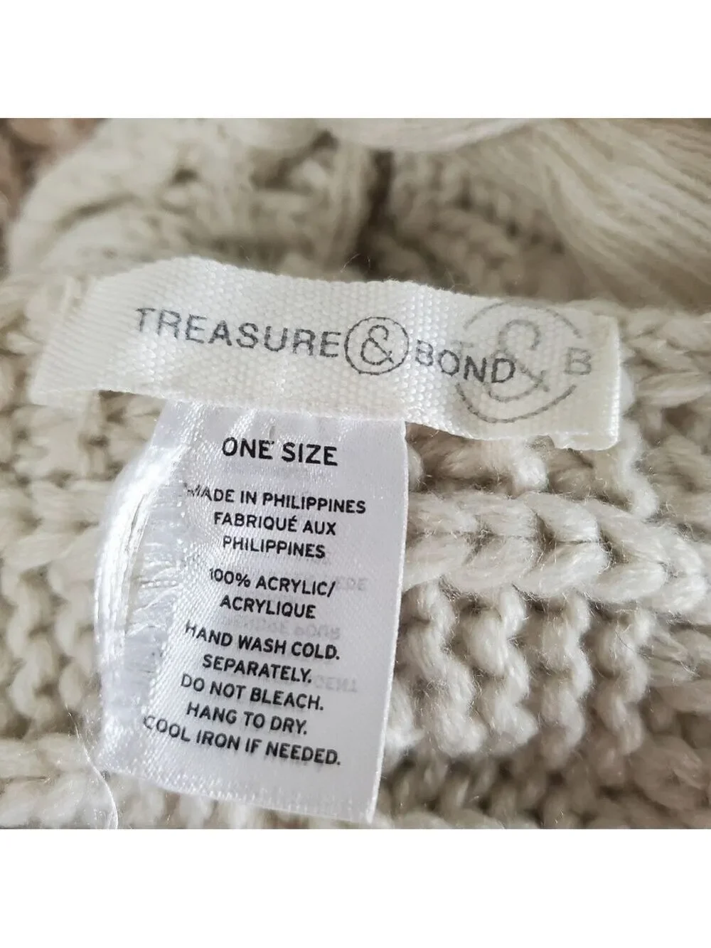 Treasure & Bond Cable Knit Scarf Or Accent Throw Cream Brown